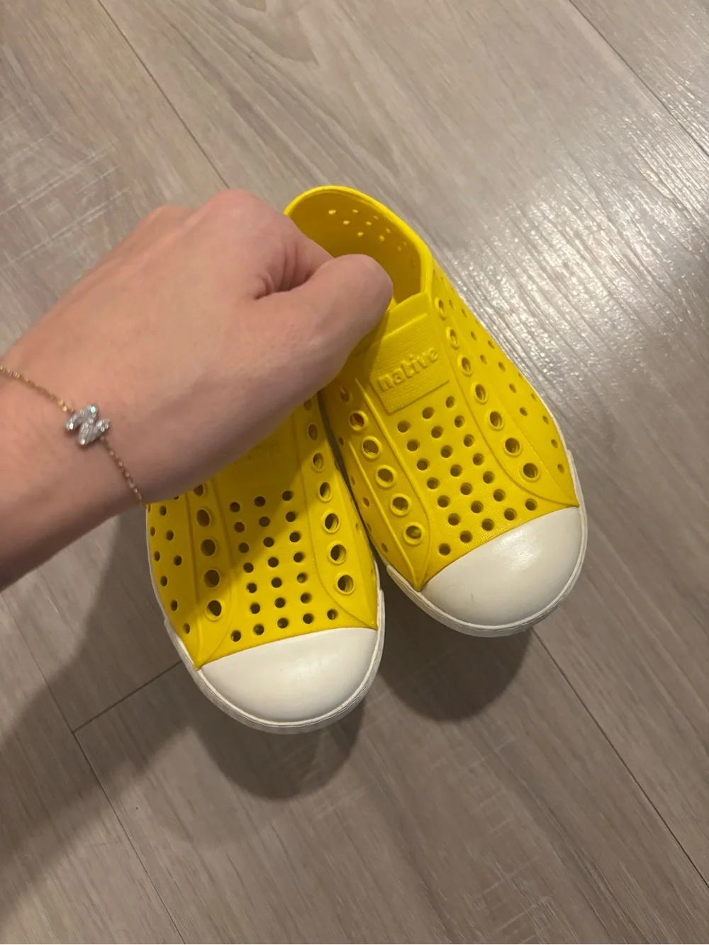Native Kids Yellow Slip-On Water Shoes with White Toe